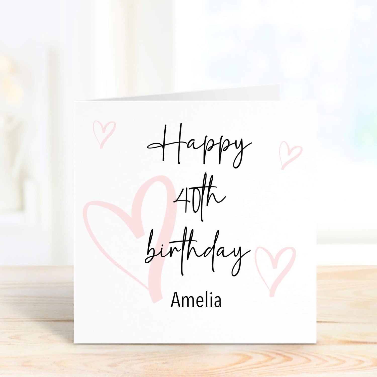 40th birthday card with hearts personalised