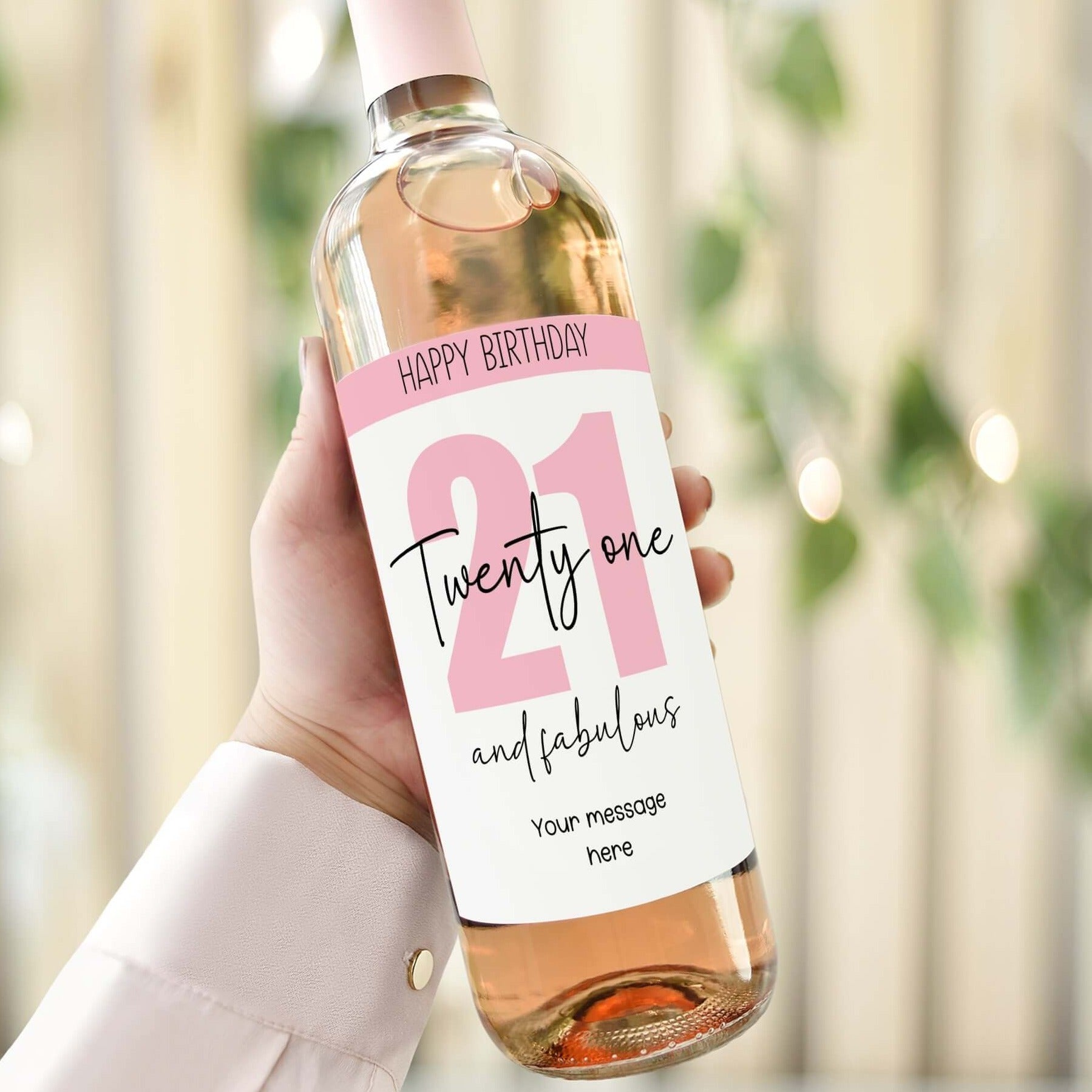 21 and fabulous personalised wine bottle label