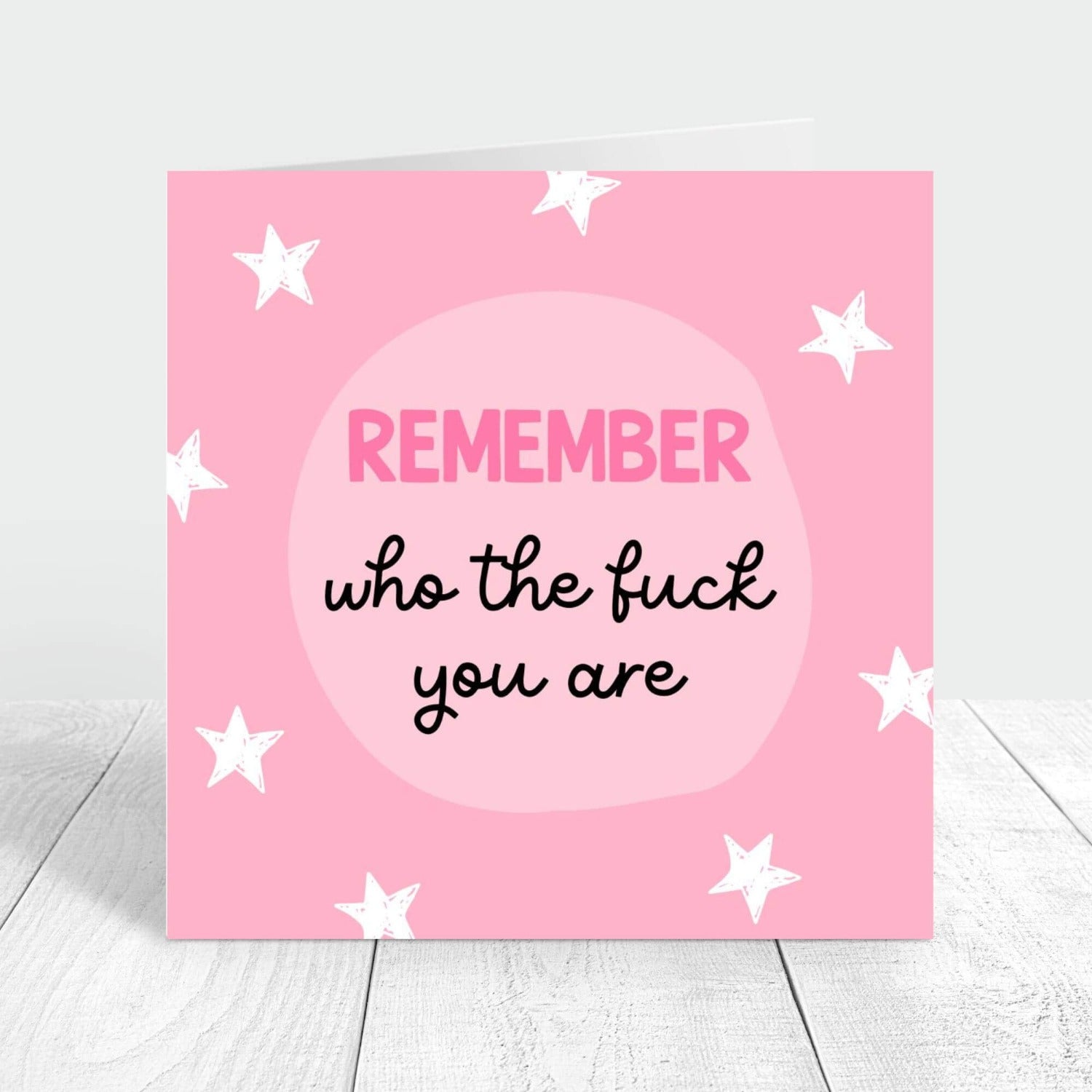 remember who the fuck you are personalised card - bright pink