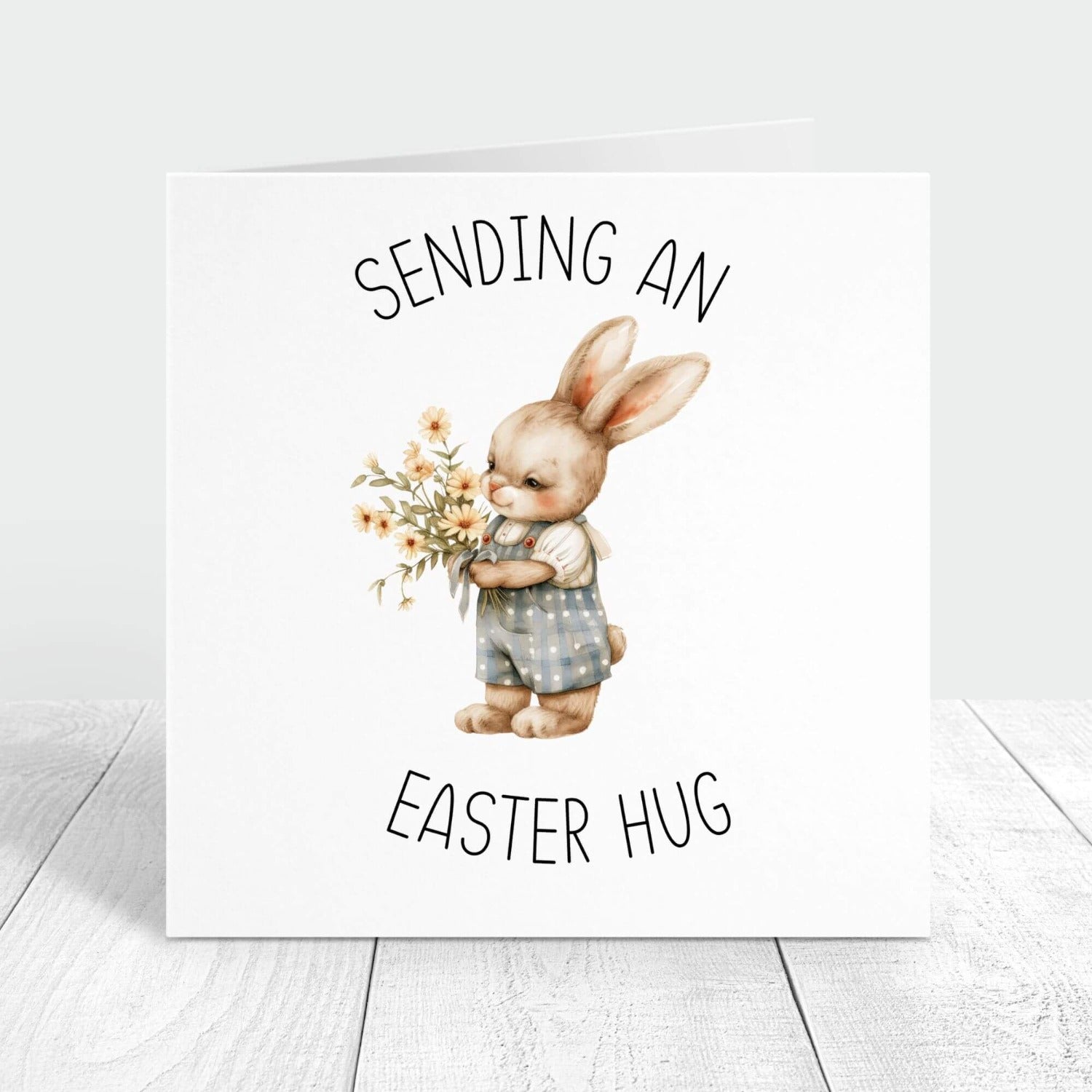 sending an easter hug floral rabbit personalised card