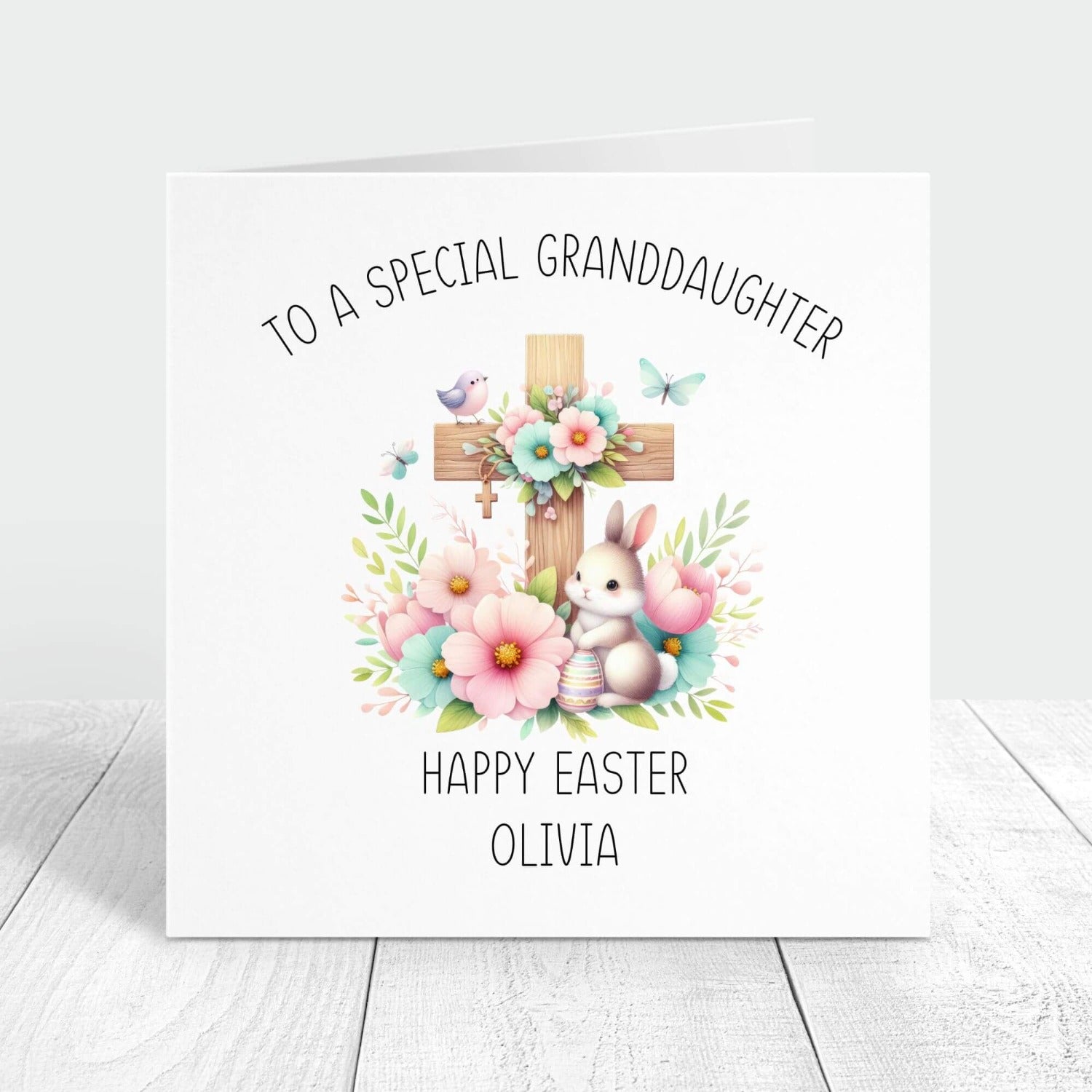 to a special granddaughter personalised easter card