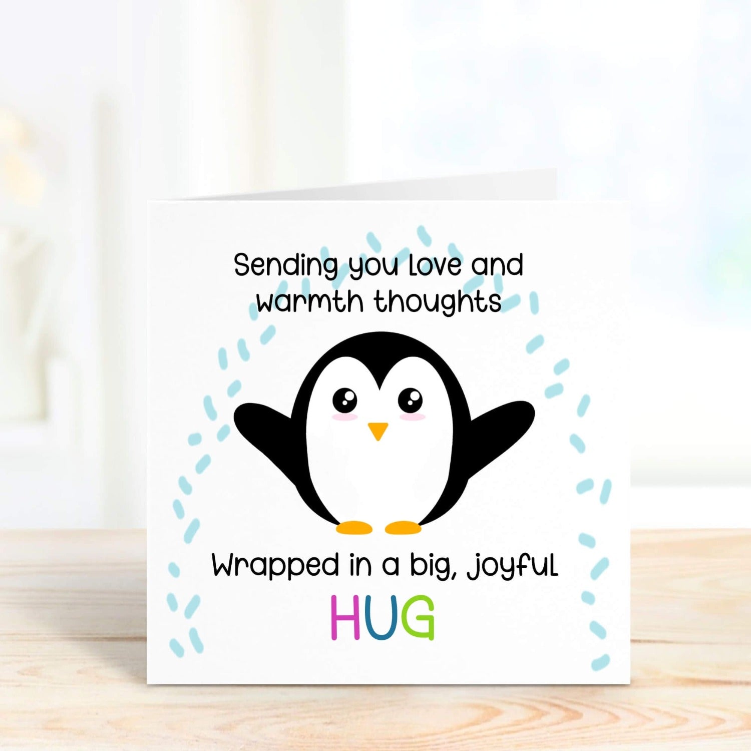 penguin card love and hugs 