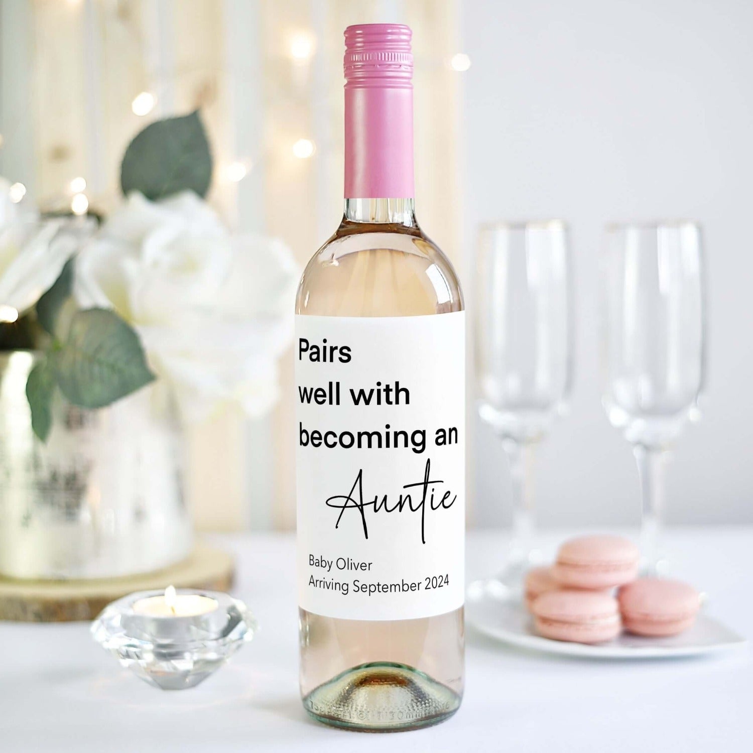 pairs well with becoming an auntie, pregnancy announcement gift